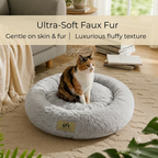 SFT CloudNest Fluffy Donut Dog Bed – Soft & Washable (Grey)