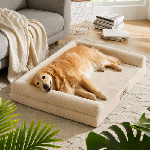 SFT C-Arc Orthopedic Dog Sofa Bed – Waterproof & Washable (Beige)