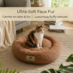 SFT CloudNest Fluffy Donut Dog Bed – Soft & Washable (Brown)