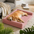SFT C-Arc Orthopedic Dog Sofa Bed – Waterproof & Washable (Rose Gold)