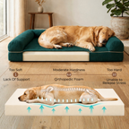 SFT C-Arc Orthopedic Dog Sofa Bed – Waterproof & Washable (Moss Green)