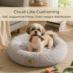 SFT CloudNest Fluffy Donut Dog Bed – Soft & Washable (Grey)