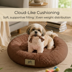 SFT CloudNest Fluffy Donut Dog Bed – Soft & Washable (Brown)