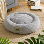 SFT CloudNest Fluffy Donut Dog Bed – Soft & Washable (Grey)