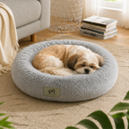 SFT CloudNest Fluffy Donut Dog Bed – Soft & Washable (Grey)