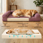 SFT C-Arc Orthopedic Dog Sofa Bed – Waterproof & Washable (Rose Gold)