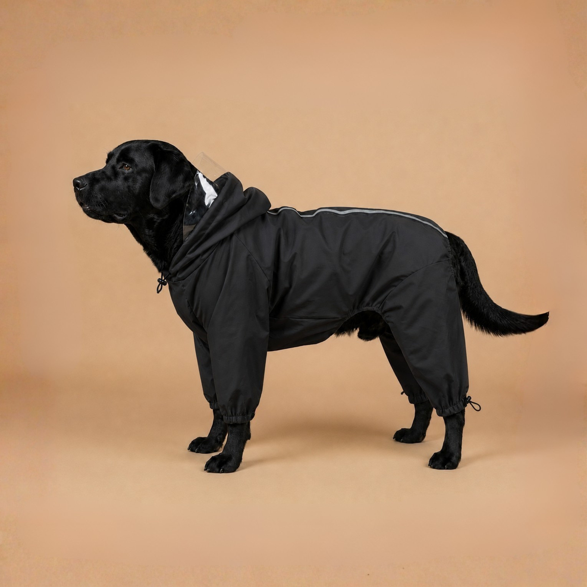 SFT Waterproof Dog Raincoat – Full Body Monsoon Coat (Matt Black)